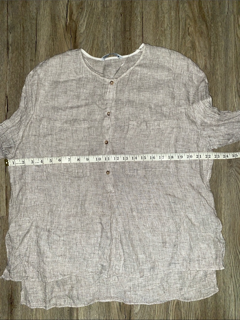 Zara grey linen button-down blouse with two chest pockets Size S - Picture 5 of 5